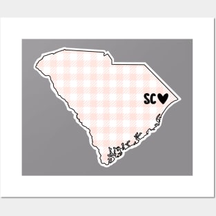 USA States: South Carolina (pink plaid) Posters and Art